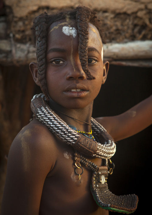 Young Himba Girl With Ethnic Hairstyle, Epupa, Namibia