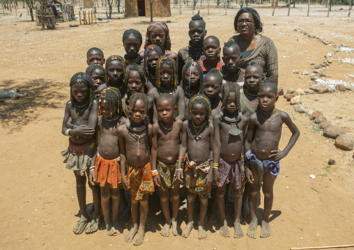 Mucawana And Himbas Pupils In A School, Ruacana, Namibia