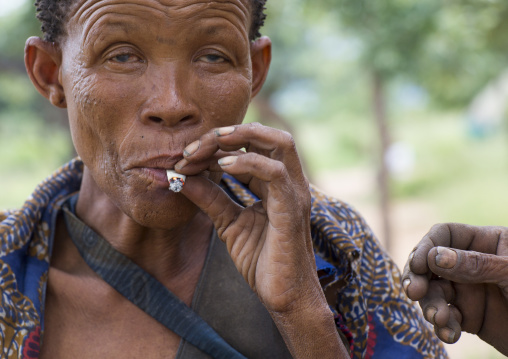 Bushman Woman Smoking, Tsumkwe, Namibia