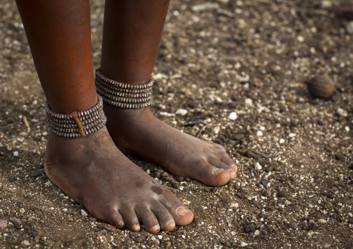 Himba Woman With Beaded Anklets To Protect Their Legs From Venomous Animal Bites, Epupa, Namibia