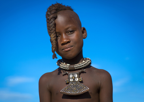 Young Himba Twin Girl With Ethnic Hairstyle, Epupa, Namibia