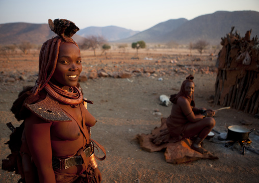Himba Women Cooking, Okapale Area, Namibia
