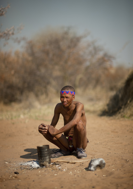 San Man Crouching, Namibia
