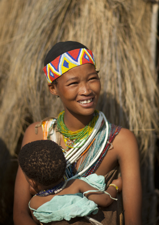 San Woman With Her Baby, Namibia