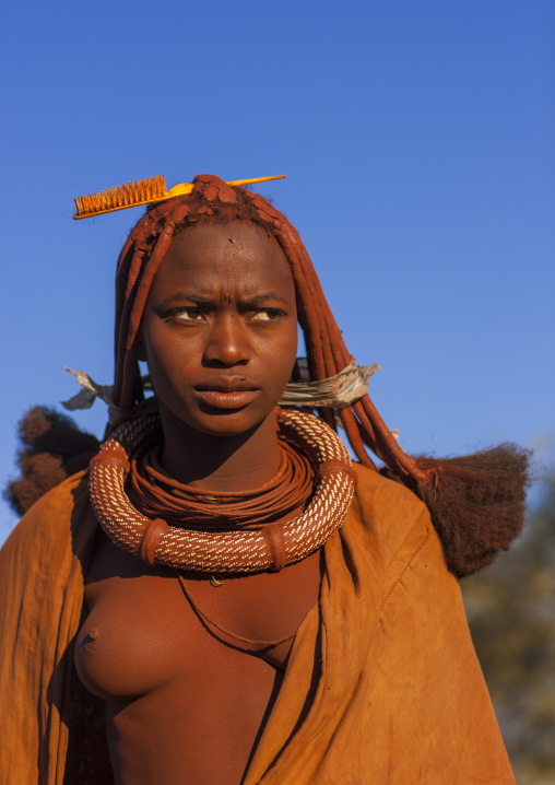 Bare Breasted Himba Woman Called Kasweet, Karihona Village, Ruacana Area, Namibia