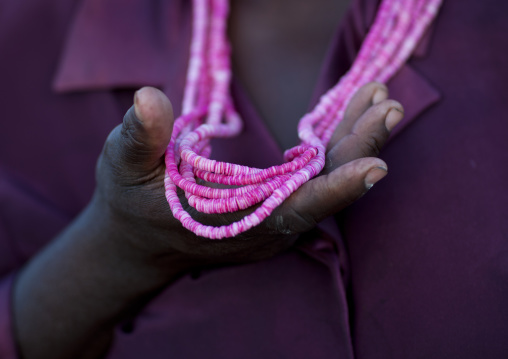 Ovambo Woman Wearing A Wedding Necklace, Ruacana Area, Namibia