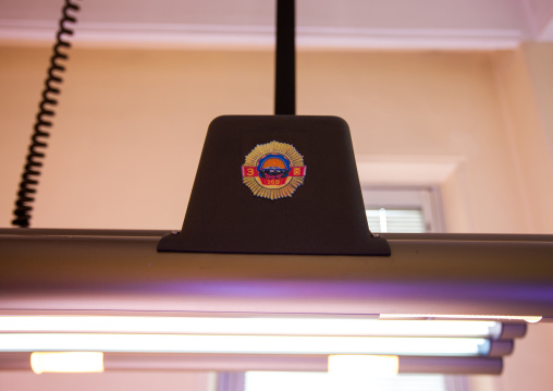 Industrial award on an ultra violet light bed in maternity hospital, Pyongan Province, Pyongyang, North Korea