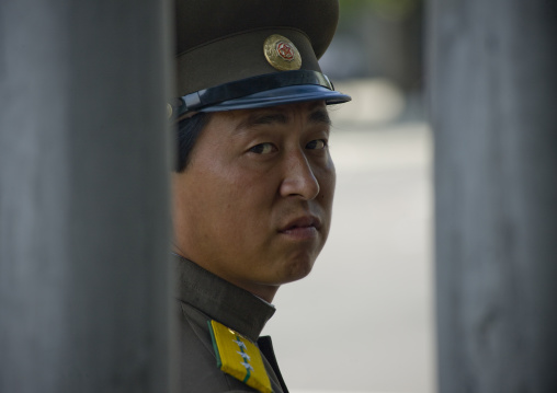 North Korean soldier looking at the camera, Pyongan Province, Pyongyang, North Korea
