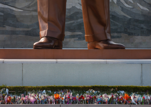 Kim Il-sung statue feet in Mansudae Grand monument, Pyongan Province, Pyongyang, North Korea