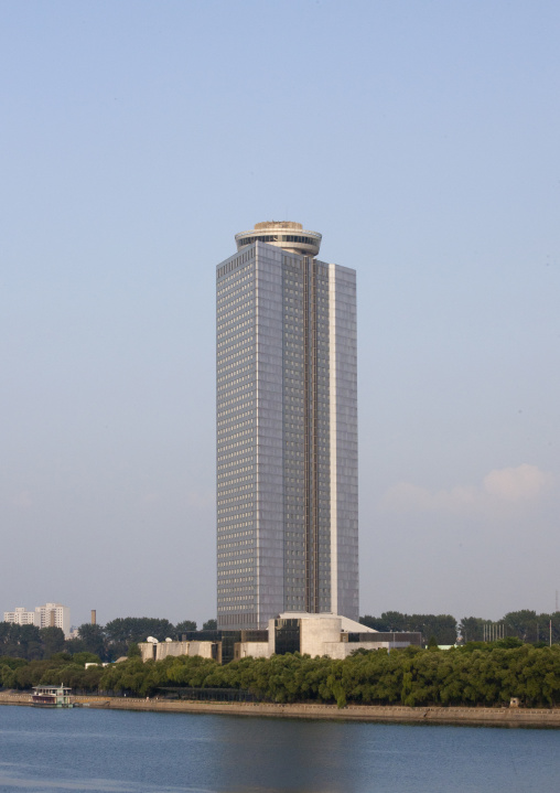 Yanggakdo international hotel in front of Taedong river, Pyongan Province, Pyongyang, North Korea