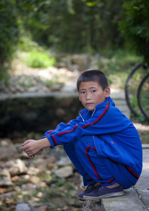 Portrait of a North Korean child in sweatsuit
, North Hwanghae Province, Sariwon, North Korea