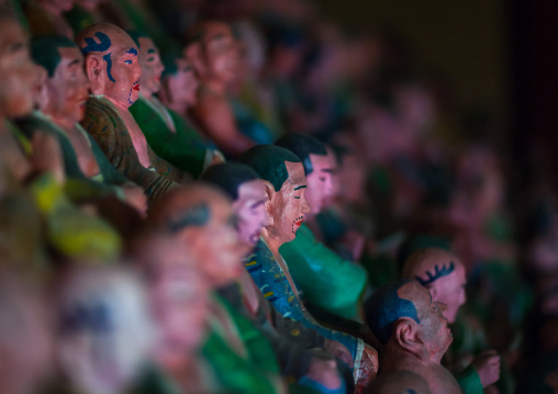 Buddha's students statues inside Songbul temple, North Hwanghae Province, Sariwon, North Korea
