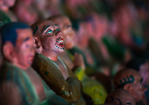 Buddha's students statues inside Songbul temple, North Hwanghae Province, Sariwon, North Korea