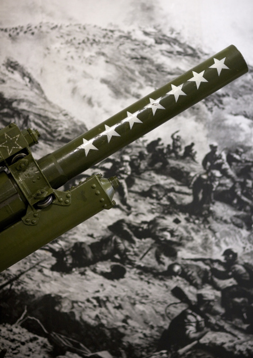 Cannon with stars in the victorious fatherland liberation war museum, Pyongan Province, Pyongyang, North Korea