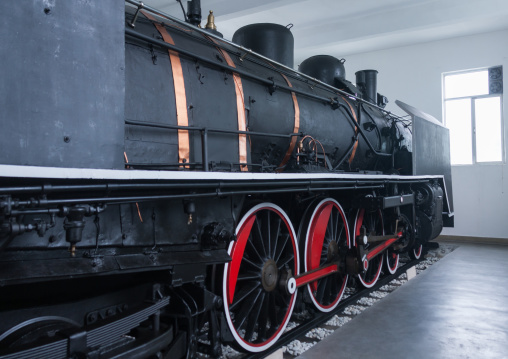 Locomotive which delivered Kim il song to wonsan during japanese occupation in Kaeson revolutionary museum, Kangwon Province, Wonsan, North Korea