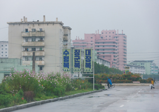City buildings under the rain, South Hamgyong Province, Hamhung, North Korea