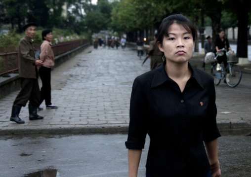 Young North Korean woman in the street, South Hamgyong Province, Hamhung, North Korea