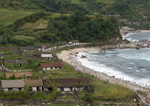 Overview of village near the sea, North Hamgyong Province, Jung Pyong Ri, North Korea