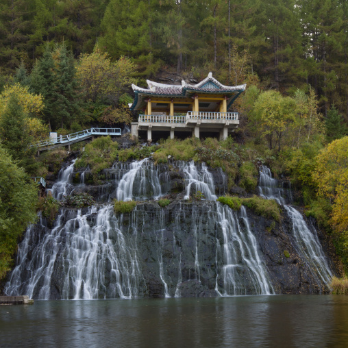 Korean pavillon in rimyongsu falls, Ryanggang Province, Rimyongsu, North Korea