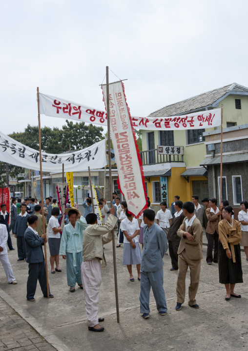 North Korean actors during a movie shooting in Pyongyang film studios, Pyongan Province, Pyongyang, North Korea