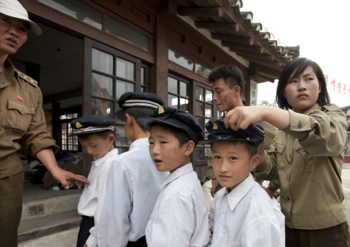 North Korean young actors during a movie shooting in Pyongyang film studios, Pyongan Province, Pyongyang, North Korea