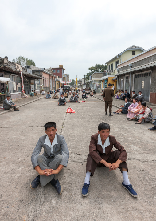 North Korean actors during a movie shooting in Pyongyang film studios, Pyongan Province, Pyongyang, North Korea