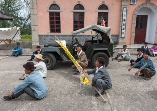 North Korean actors during a movie shooting in Pyongyang film studios, Pyongan Province, Pyongyang, North Korea