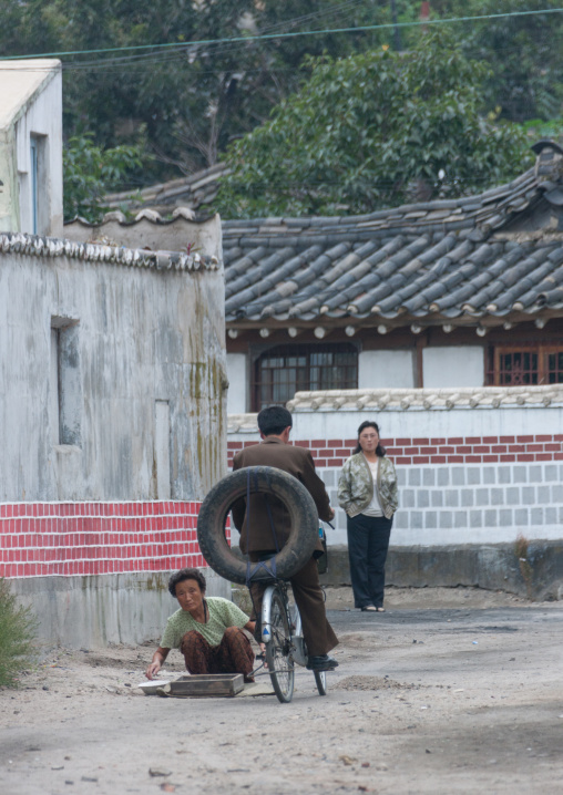 North Korean people in a street of the old quarter, North Hwanghae Province, Kaesong, North Korea
