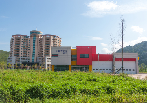 Fire station and kumgansan hotel in the former meeting point between families from North and south, Kangwon-do, Kumgang, North Korea