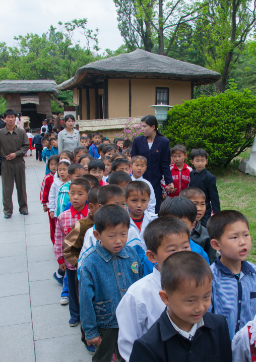 North Korean children visiting Kim il Sung Mangyongdae native house, Pyongan Province, Pyongyang, North Korea