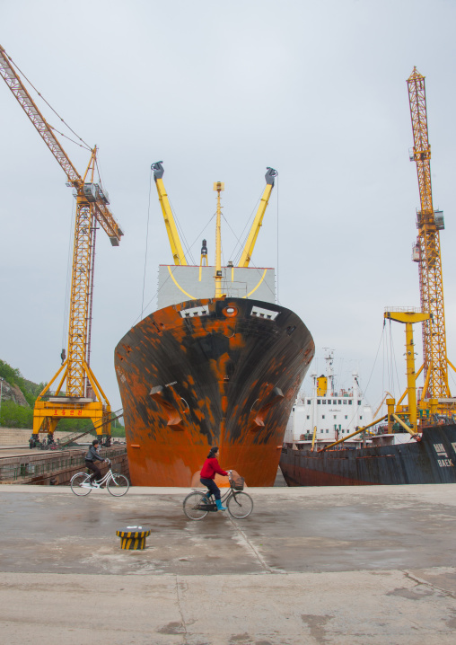 North Korean ship moored in a dock, South Pyongan Province, Nampo, North Korea