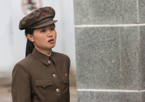Portrait of a North Korean woman soldier, Pyongan Province, Pyongyang, North Korea