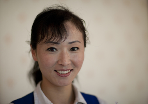Portrait of a smiling North Korean woman, North Hwanghae Province, Kaesong, North Korea