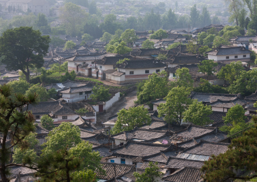 High angle view of the Korean houses in the old town, North Hwanghae Province, Kaesong, North Korea