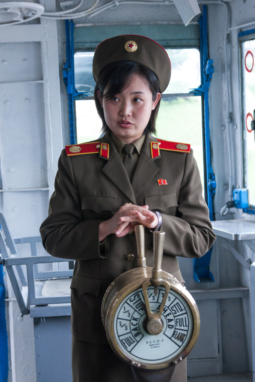 North Korean guide in Uss Pueblo spy ship, Pyongan Province, Pyongyang, North Korea