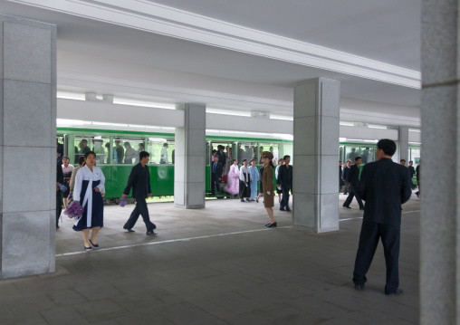 North Korean people arriving in Kumsusan memorial palace, Pyongan Province, Pyongyang, North Korea