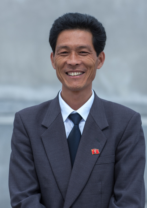 Portrait of a smiling North Korean man, Pyongan Province, Pyongyang, North Korea