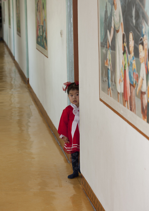 Shy North Korean girl in an orphanage, South Pyongan Province, Nampo, North Korea