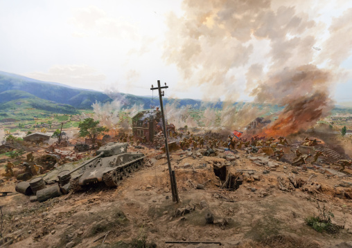 The battle of taejon diorama in the victorious fatherland liberation war museum, Pyongan Province, Pyongyang, North Korea