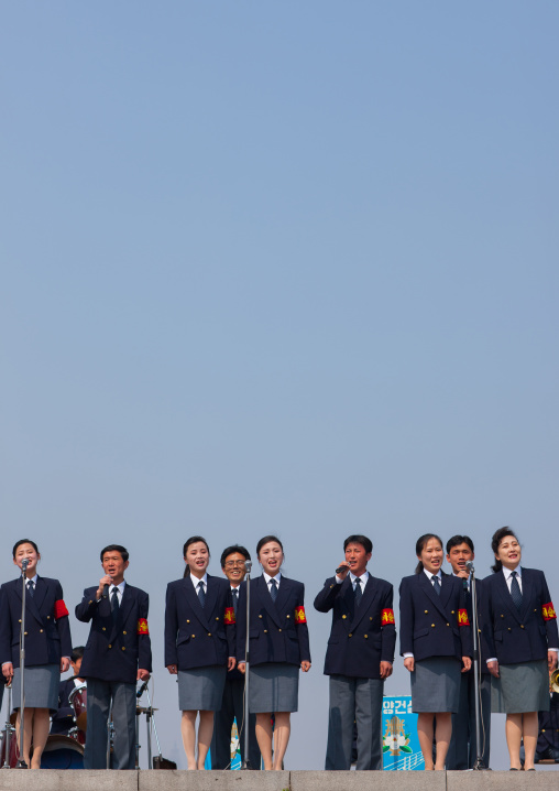 Band playing in the international Kimilsungia and Kimjongilia festival, Pyongan Province, Pyongyang, North Korea