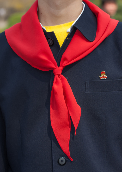 North Korean pioneer boy with a red neckerchief, Pyongan Province, Pyongyang, North Korea
