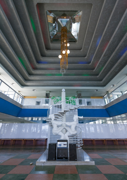 Grand hallway with staircase in Songdowon international children's camp, Kangwon Province, Wonsan, North Korea
