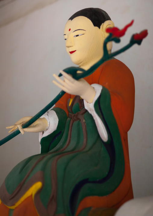 A buddhist saint called munsu statue in Pohyon-sa Korean buddhist temple, Hyangsan county, Mount Myohyang, North Korea