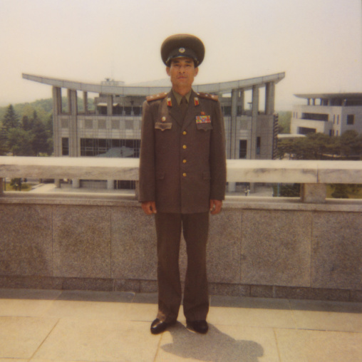 Polaroid picture of a North Korean officer in the joint security area of the Demilitarized Zone, North Hwanghae Province, Panmunjom, North Korea