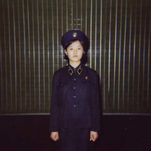 Polaroid of a North Korean subway employee, Pyongan Province, Pyongyang, North Korea
