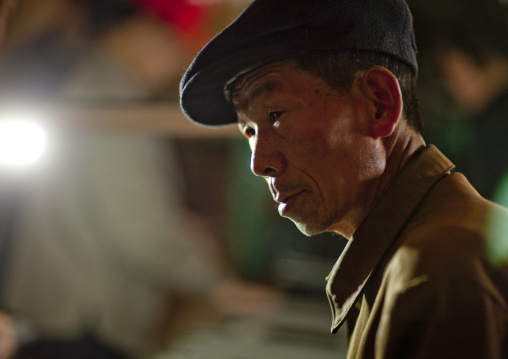 North Korean worker in a steel factory, South Pyongan Province, Nampo, North Korea