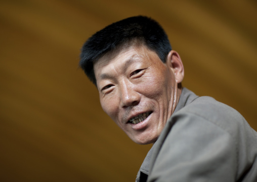 North Korean worker in a steel factory, South Pyongan Province, Nampo, North Korea