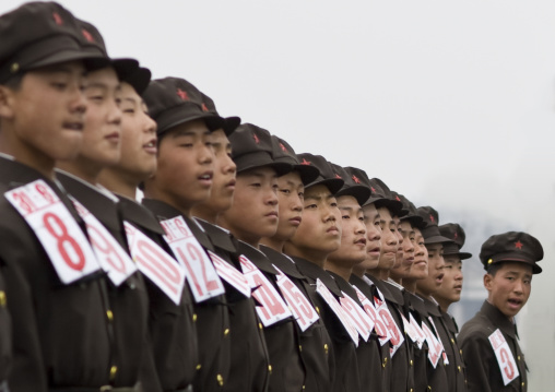 North Korean army rehearsal parade on Kim il Sung square, Pyongan Province, Pyongyang, North Korea