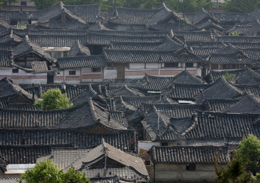 High angle view of the Korean houses in the old town, North Hwanghae Province, Kaesong, North Korea
