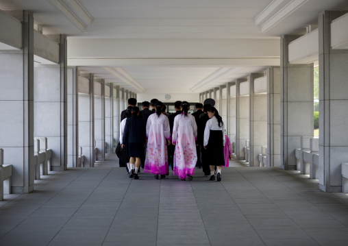 North Korean people queueing in the Kumsusan mausoleum, Pyongan Province, Pyongyang, North Korea